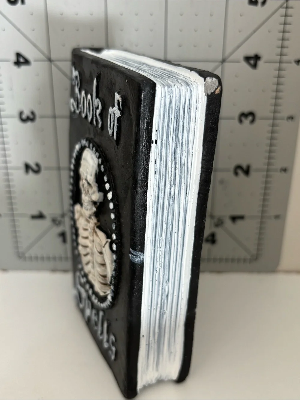 Book of Spells Table Decor - Black and White Gothic Skeleton Accent